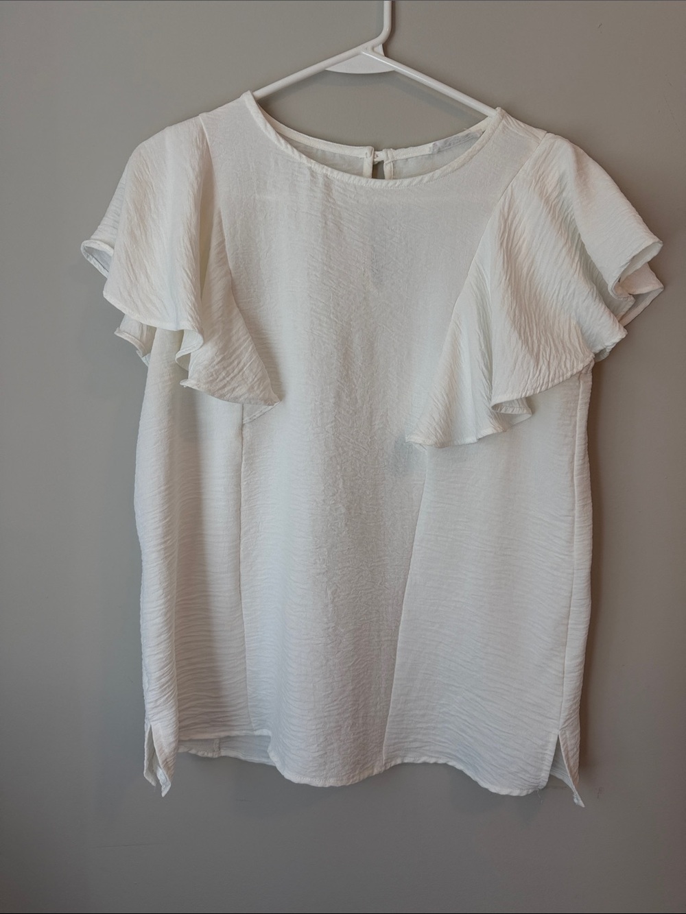 First Love White Ruffle Sleeve Blouse